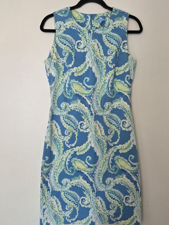 J. McLaughlin Dresses & Skirts - J. Mclaughlin Sleeveless Blue Paisley Print Shift Dress Size 4